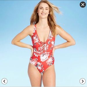 NWT Lace Up One Piece Swimsuit- Kona Sol